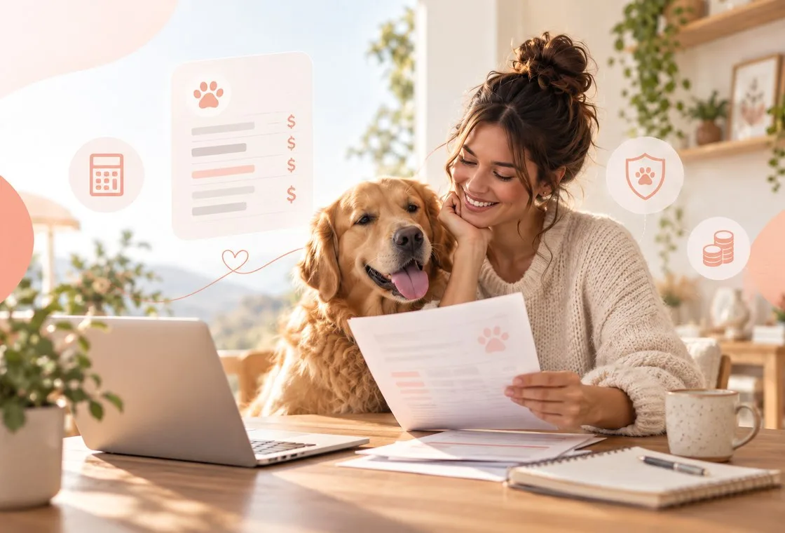 Pet owner comparing insurance information